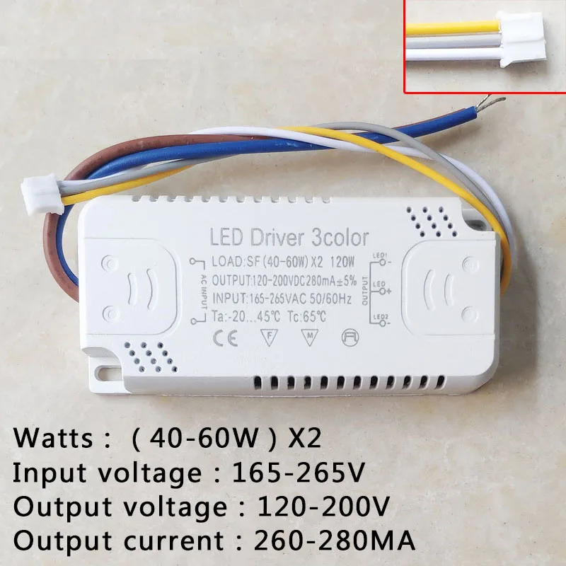 LED Driver 3 color Adapter For LED Lighting AC220V Non-Isolating Transformer For LED Ceiling Light Replacement 12W-140W