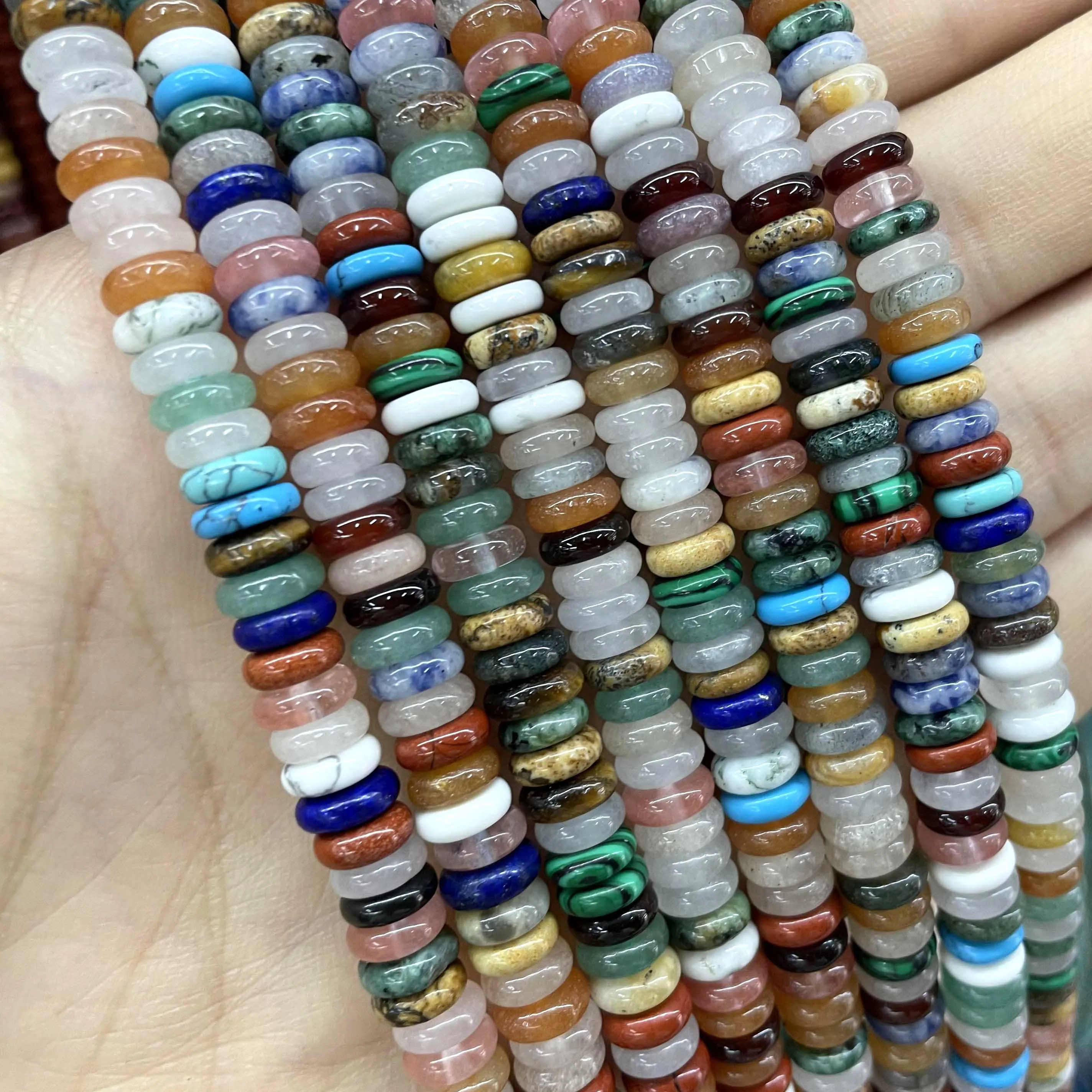 Natural Agates Lapis Lazuli Tiger Eye Stone Spacer Loose Flat Beads For Jewelry Making Diy Bracelets Necklace Accessories 2*6mm