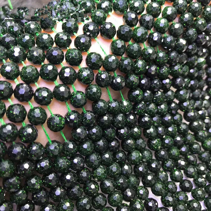 Aventurine red/green round faceted 6mm for DIY jewelry making 38CM loose beads  FPPJ wholesale  nature
