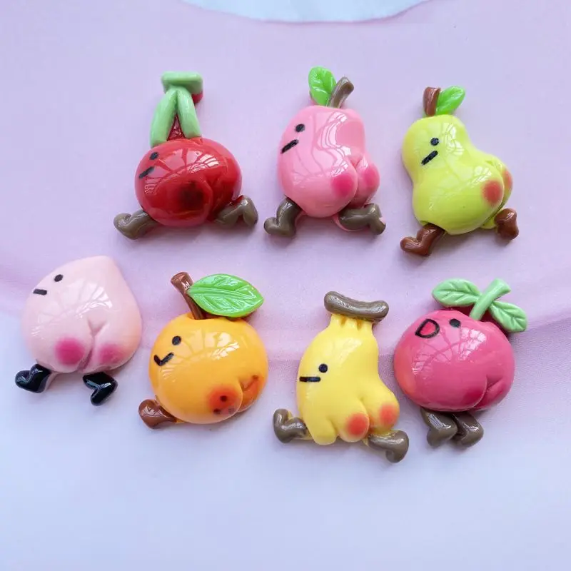 10 / 20pieces of new resin Kawaii running fruit series flat back convex circular scrapbook DIY embellishment accessories E604