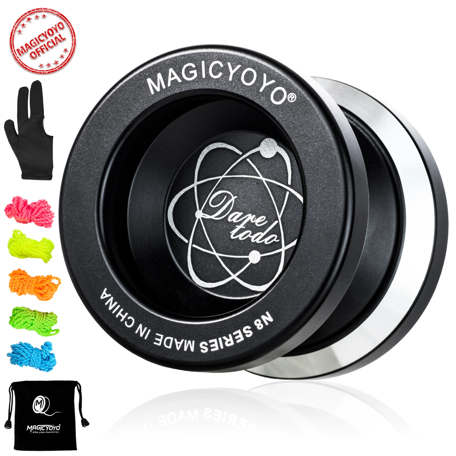 MAGICYOYO N8 Professional Unresponsive Yoyo, Aluminum Metal Undersized Yo-yo for Kids, 5 Strings, YoYo Bag, Glove as a Gift