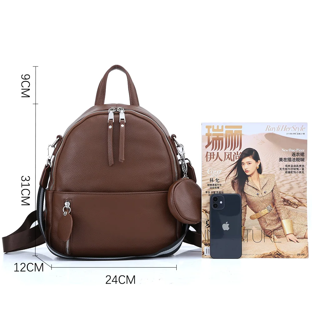 Zency Soft Cowhide Leather Backpack Winter Spring New Classic Fashion Design Rucksack Simple Casual Outdoor SchoolBag Quality A+