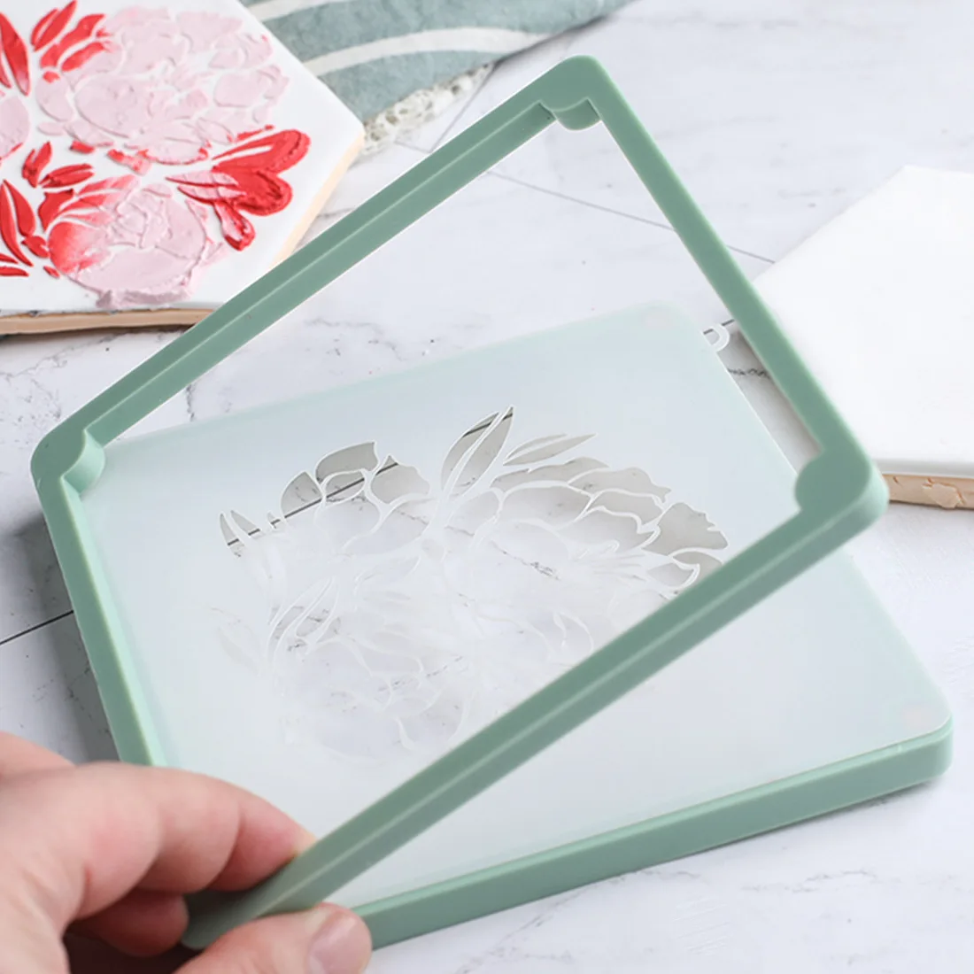 Cookies Stencil Frames Baking Magnetic Icing Cookie Stencil Holder Printing Spray Mold Fondant Cake Dessert Decorating Tools