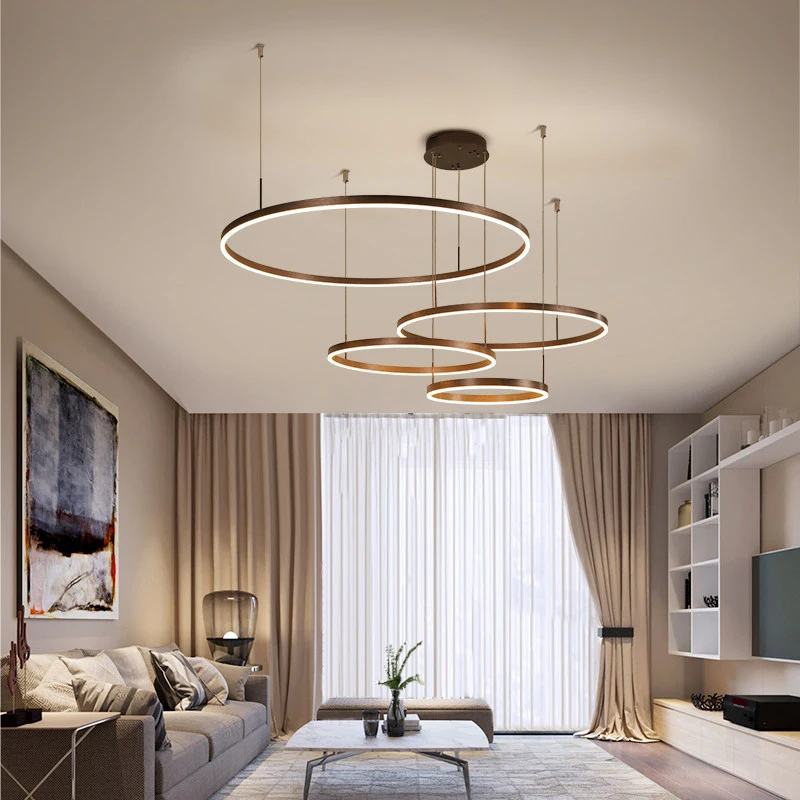 Modern Led Pendant Light Indoor Lighting Circle Rings Hanging Lighting For Living Room Dining Room Luminaires Led Pendant Lamp