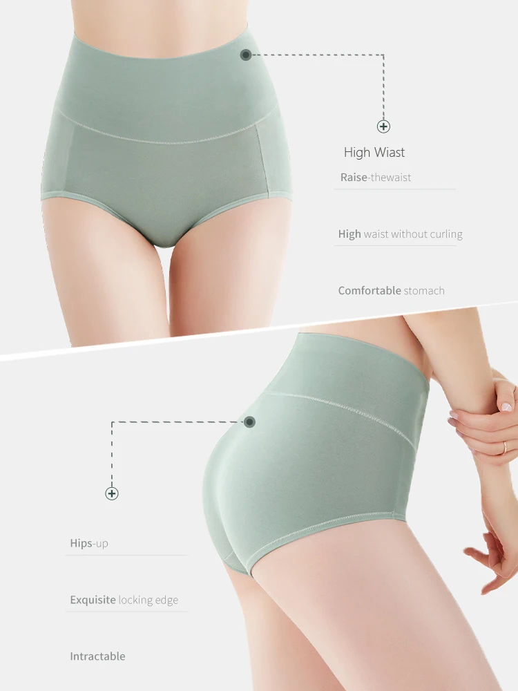 Plus Size M-4XL Women Cotton Underwear High Waist Panties Body Shaper Lingerie Breathable Female Slimming Tummy Control Panties