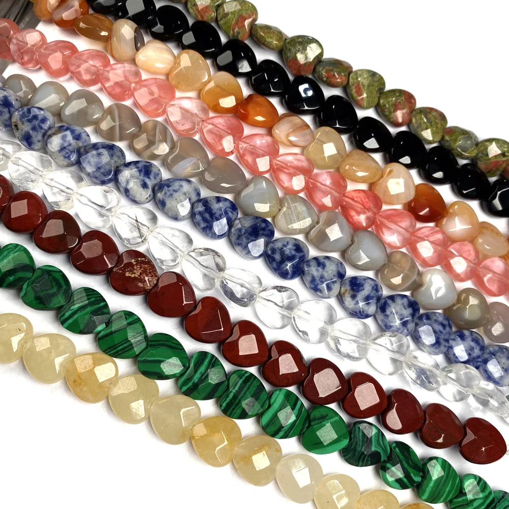 

Natural Stone Beaded Heart shape Faceted crystal Semifinished Loose Beads for jewelry making DIY Necklace Bracelet Accessories