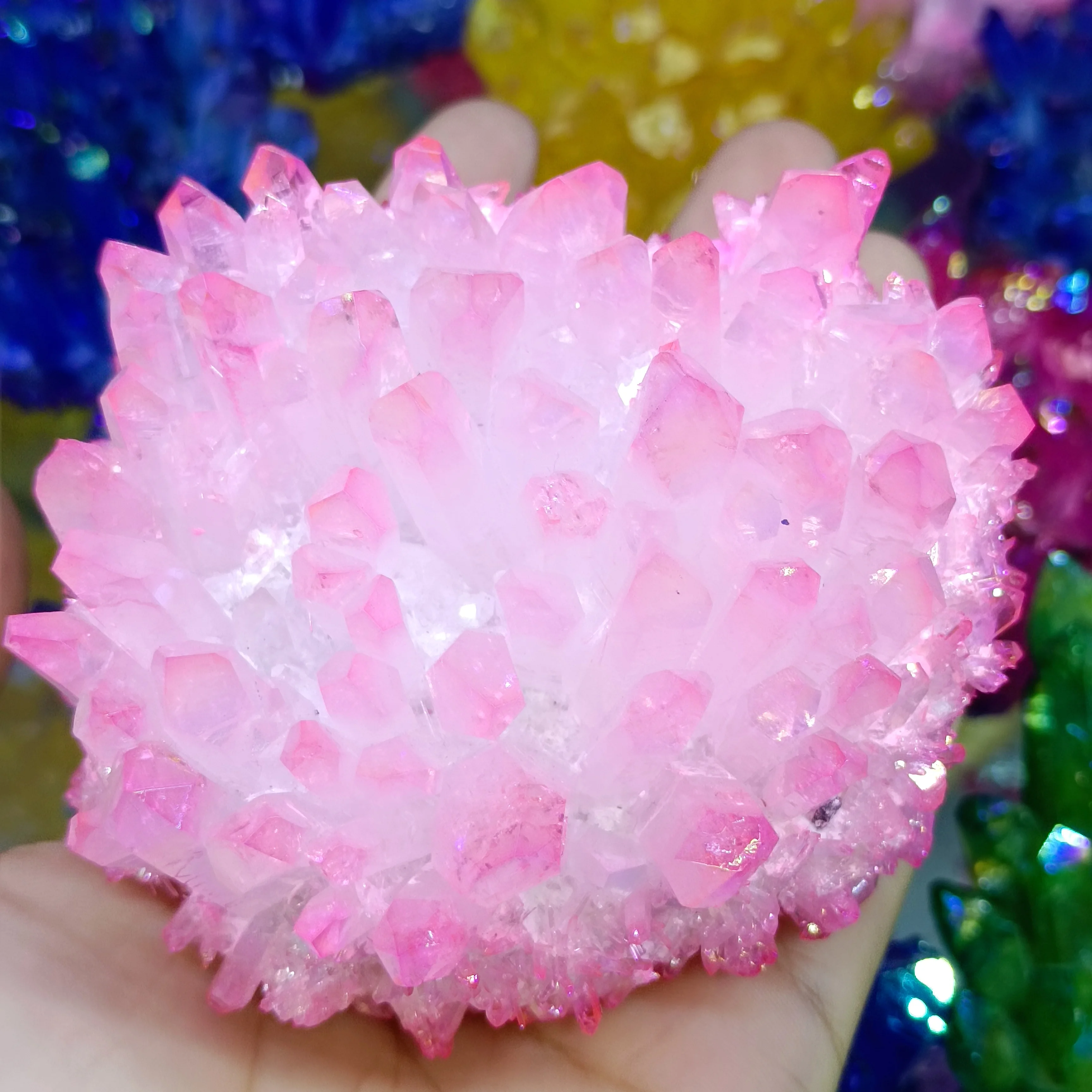 

400-600g 1pc Natural Crystals AURA Phantom Garden Quartz Cluster Mineral Specimens Flower Rock Aura Aesthetic Decor Presents