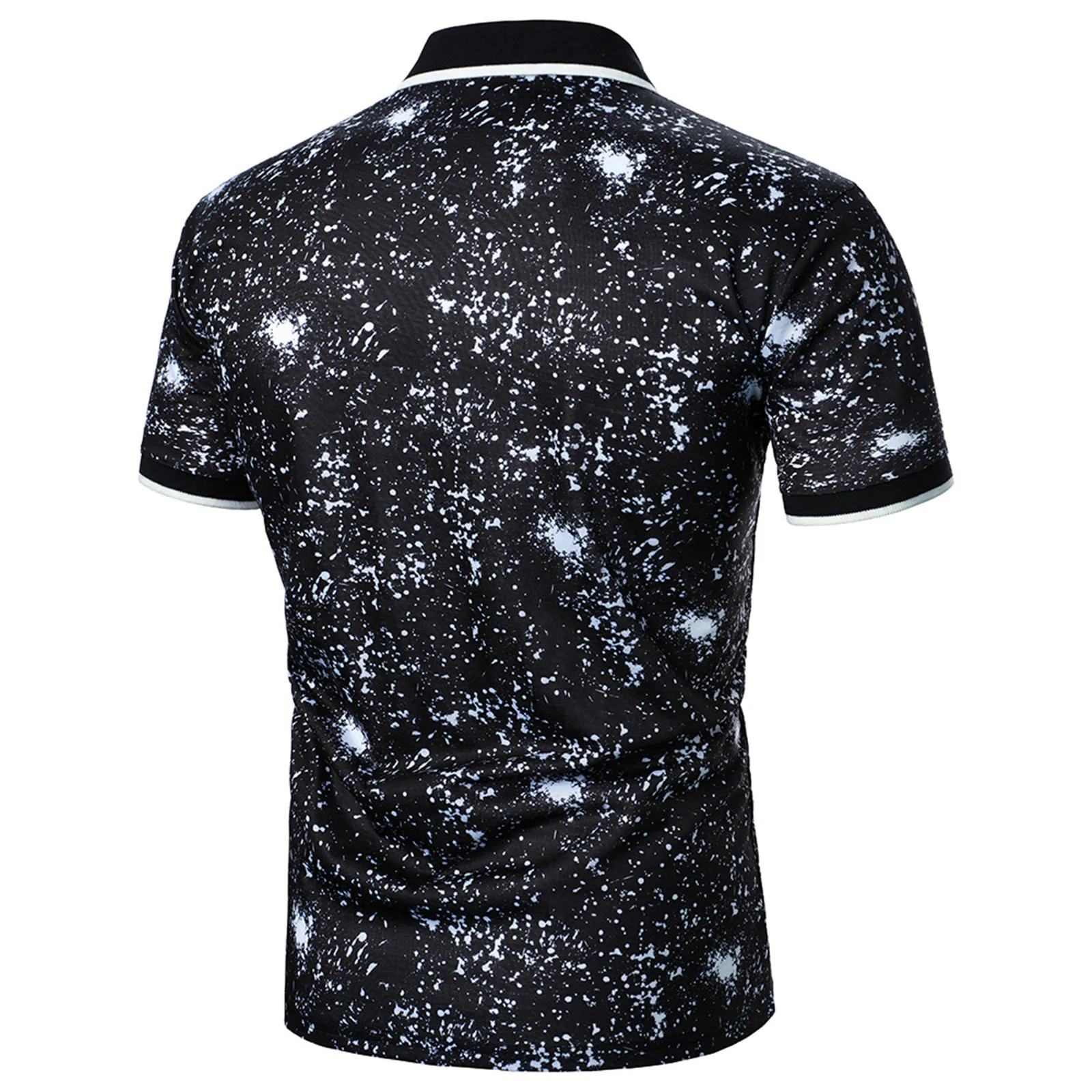 Casual Man Polo Shirt Summer Polo Men Casual Printed Button Short-sleeved Breathable Polo Shirt