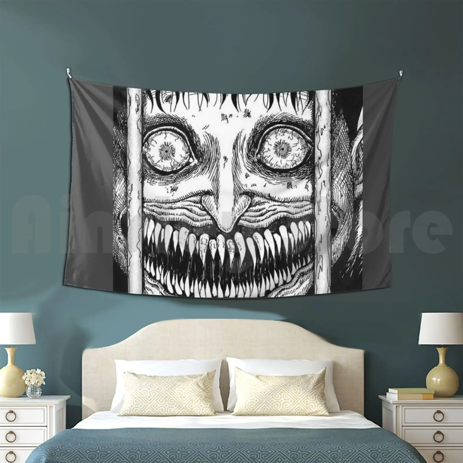 Junji Ito-Yami No Koe Tapestry Living Room Bedroom Junji Ito Yami No Koe Voices In The Dark Creepy Horror Edgy