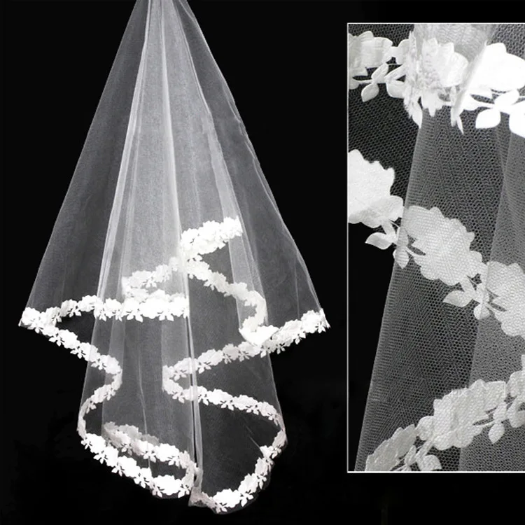 Elegant Short Appliques  Bridal Veils  Cheap Wedding Bride Accessories In Stock