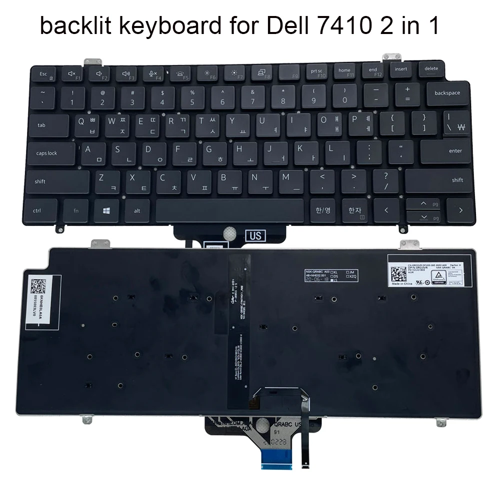 AR HU US SP Korean backlit Keyboard for Dell Latitude 7410 2-IN-1 P136G P110F 0RD3VR RD3VR 01VJ7V Keyboard backlight