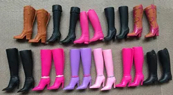 Zapatos originales para muÃąecas de princesa, botas de tacÃģn alto, multicolor, decoraciones para muÃąecas, Color negro, rojo, rosa y marrÃģn, 1/6
