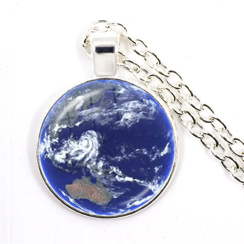 Solar System Planet Necklace Silver Color Pendant Galaxy Nebula Necklace Universe Jewelry for Women Men Birthday Gift