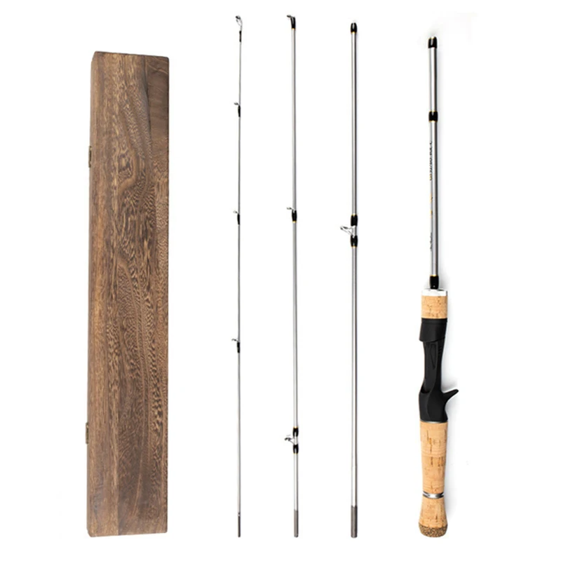 Portable Super Soft UL 1.56~1.8m Casting Spinning Fishing Rod  Carbon Fiber Baitcasting Travel pesca UL Lure Rod With Wooden Box