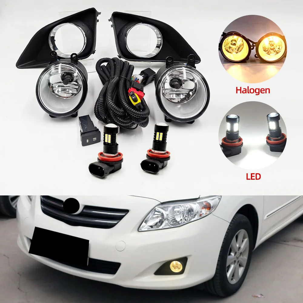 1 Set For Toyota Corolla 2008 2009 2010 Led Fog Lights Fog Lamp Assembly Fog Light Cover Grill Headlight Foglights Frame Frames