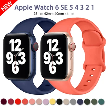 실리콘 스트랩 IWatch 시리즈 3 4 5 6 se 7 고무 Smartwatch 팔찌 Correa 애플 시계 밴드 44mm 40mm 45mm 41mm 38mm 42mm