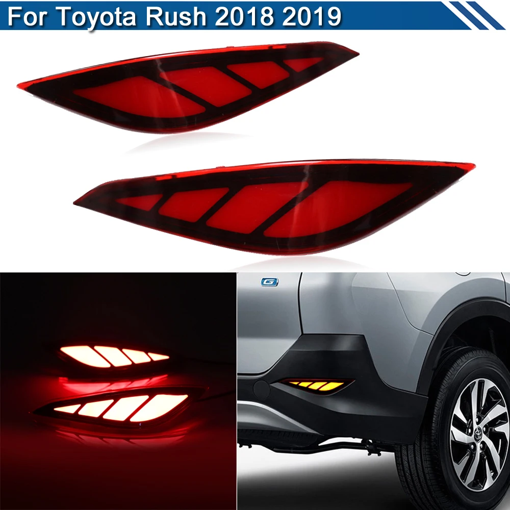 2Pcs LED Rear Bumper Reflector Warning Light For Toyota Rush 2018 2019 Braking Brake Light