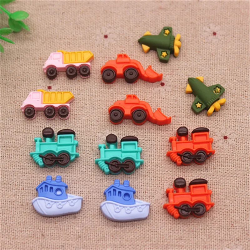 20PCS Mix Styles Transportation Resin Train/Truck/Ship/airplane/Excavator Miniature Flatback Cabochon DIY Craft Scrapbook