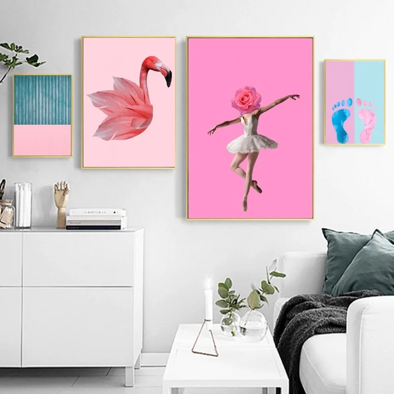 Nordic style decorative canvas ballerina ice cream painting picture home wall art print modular bedroom poster