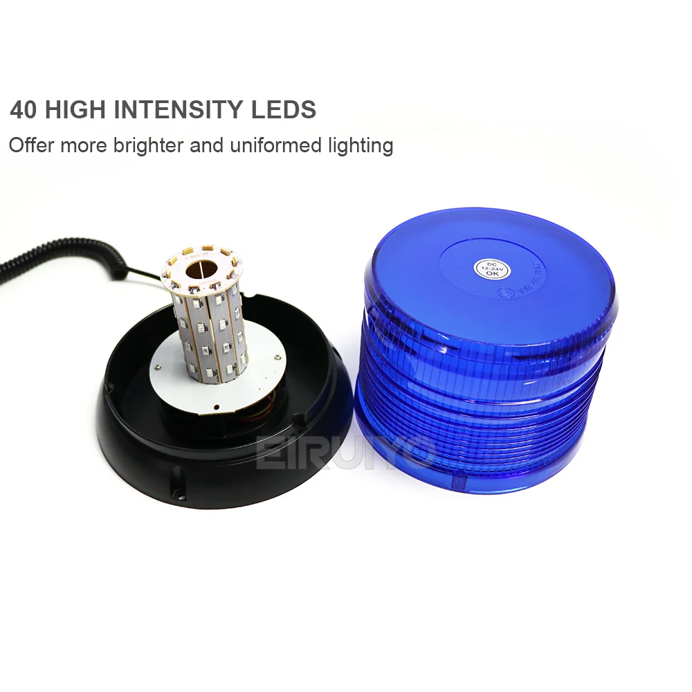 Amber Blue Red 40 LED Strobe Light Beacon Vehicle Car Roof Hazard Warning Flash Emergency Rotating Flashing Safety Signal Lamp