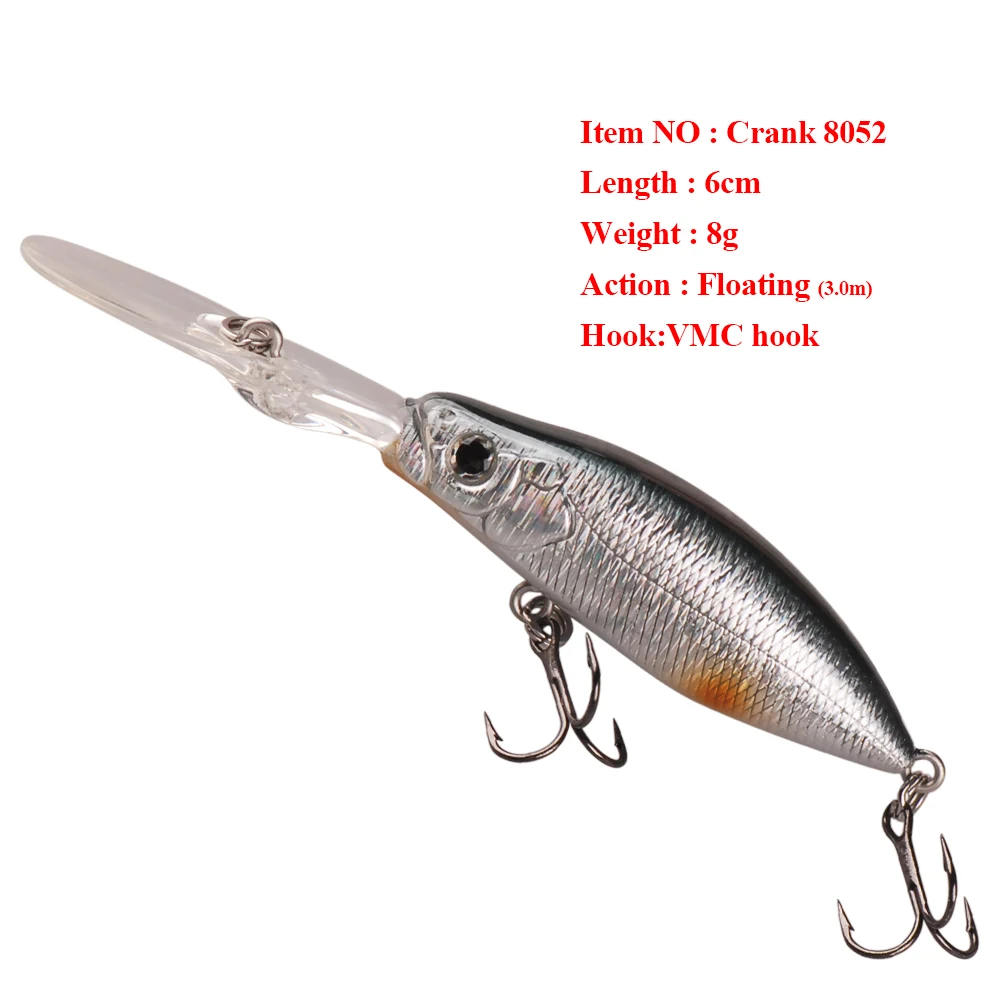 Smart Jerk Minnow 60mm 8g Floating Wobbler Fishing Lure Minnow Long Casting Artificial Hard Bait Quality Professional Depth 3.0m