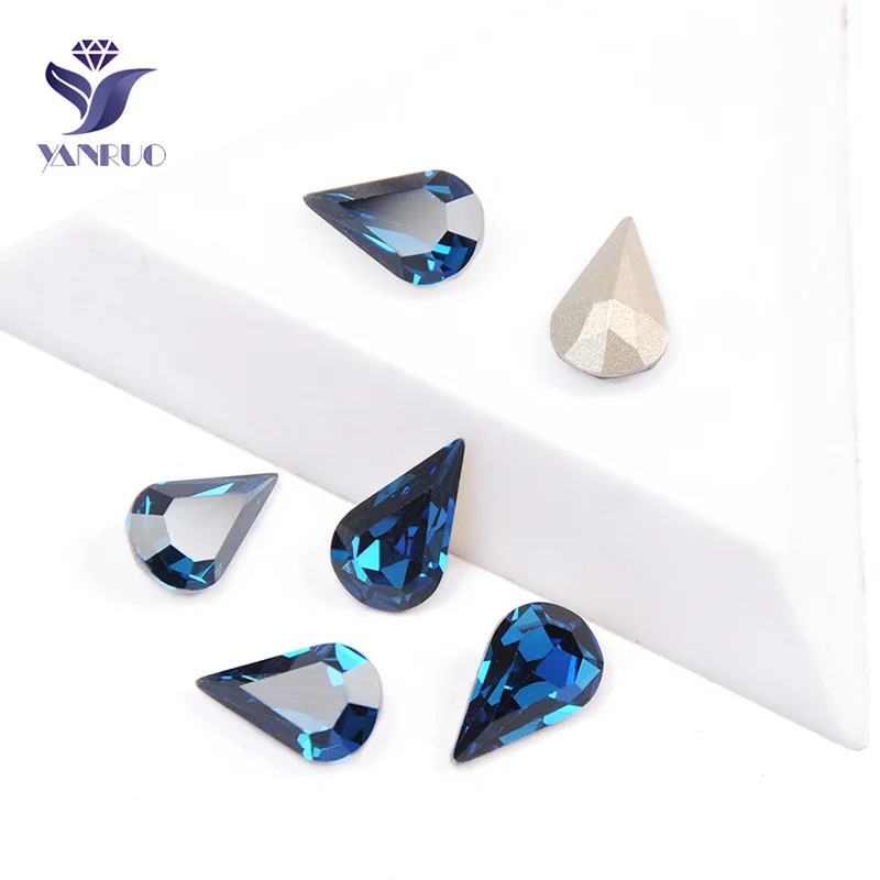 YANRUO 4300 Pear Montana Crystal Handicraft Accessories Rhinestones Sewn Crystal For Craft Rhinestone Stones With Claws