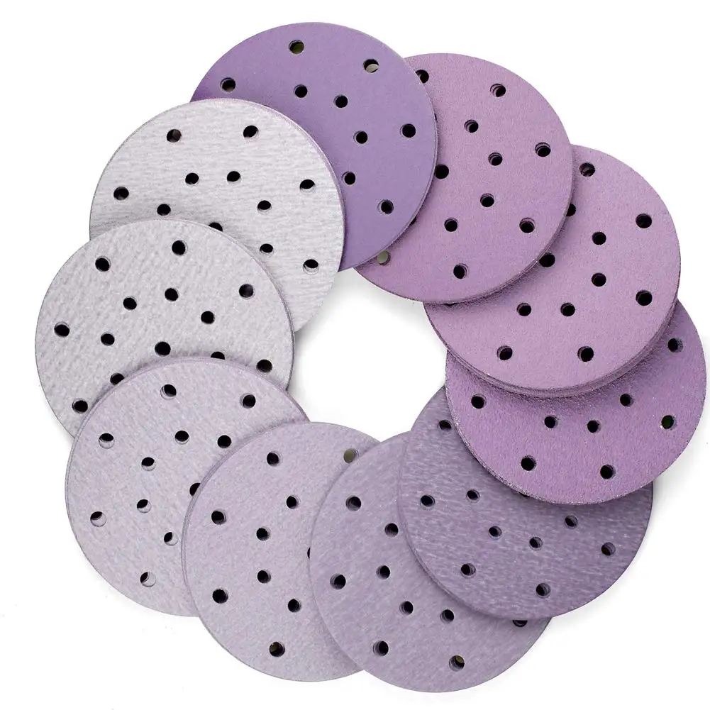 50 Pack 6 Inch 17 Hole Sanding Discs 60-10000 Grit Assorted  Sandpaper Wet Dry Hook and Loop For Festool Random Orbital Sander