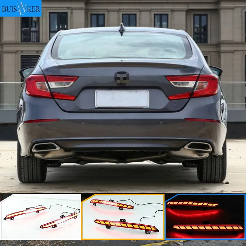 

2PCS Rear Fog Lamp For Honda Accord Inspire 2018 2019 Plug&Play Car LED Rear Bumper Brake Light Dynamic Turn Signal Reflector