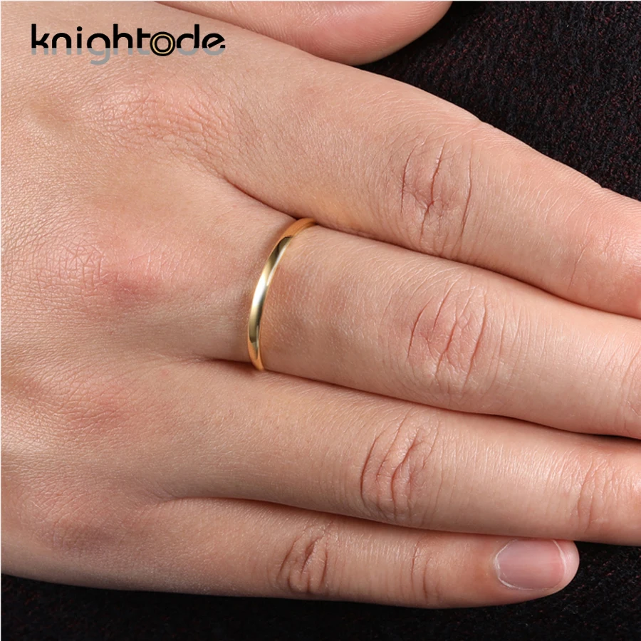 2mm 4mm Womens Tungsten Carbide Rings Gold Color Wedding Band Dome Polished Comfort Fit