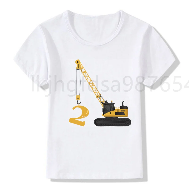 

Excavator birthday shirt crane construction birthday boy girl T-shirt cool T-shirt cute children's play clothes