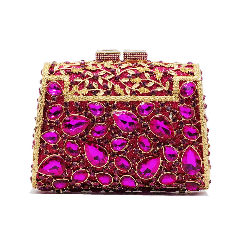 Newest Gold Shape Saddle Women Crystal Evening Clutch Bag Fashion Novelty Designer Barrel Case Metal Shoulder Handbag