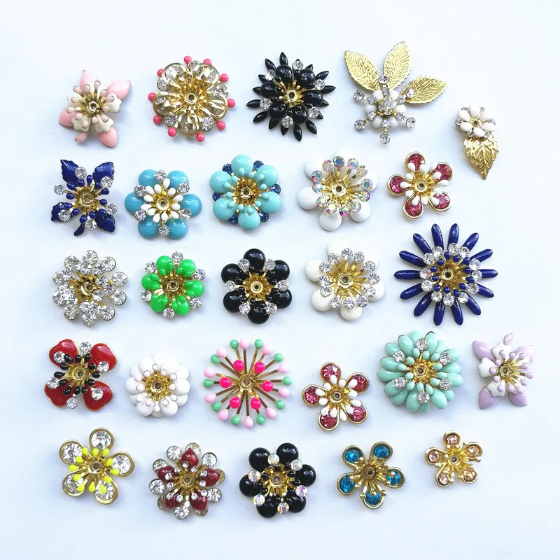 5 Pieces Shiny Oil Drop Brass Flower Metal Flower Spacer Beads End Caps Pendant DIY Hair Accessories Charms Connectors Jewelry