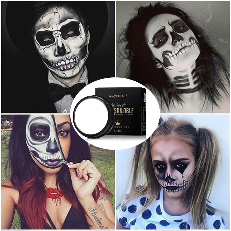 14 Colors Cosplay White Makeup Foundation Cream Concealer Face Cream Halloween Vampire Zombie Heath Ledger Clown Body Paint Tool