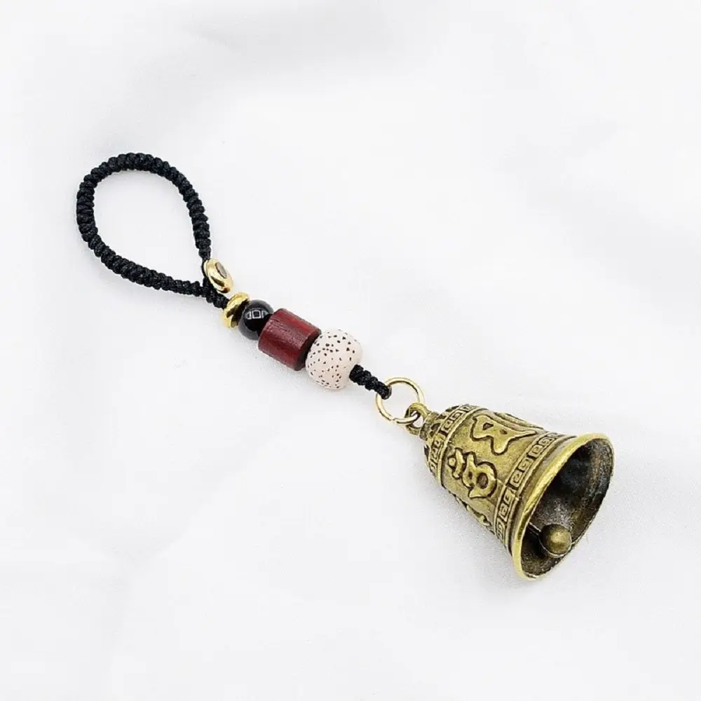 

Lanyard Keyring Handmade Woven Rope Keychain Chinese Style Tibetan Buddhism Six-word Mantra Bell Keychains Vintage