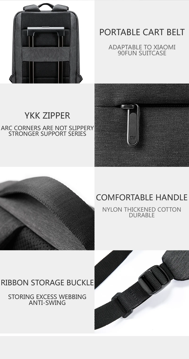 Xiaomi Rucksack Mi Minimalistischer Urbaner Lifestyle Polyester-Rucksack für Schule, Geschäft, Reisen Herrentasche mit Großer Kapazität – Detail 13