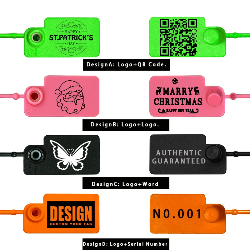 100 Stück personalisierte Markenanhänger für Kleidung, personalisierte Kunststoff-Sicherheitssiegel für Kleidung, Schuhe, Taschen, Logo-Etiketten, 160 mm – Detail 6