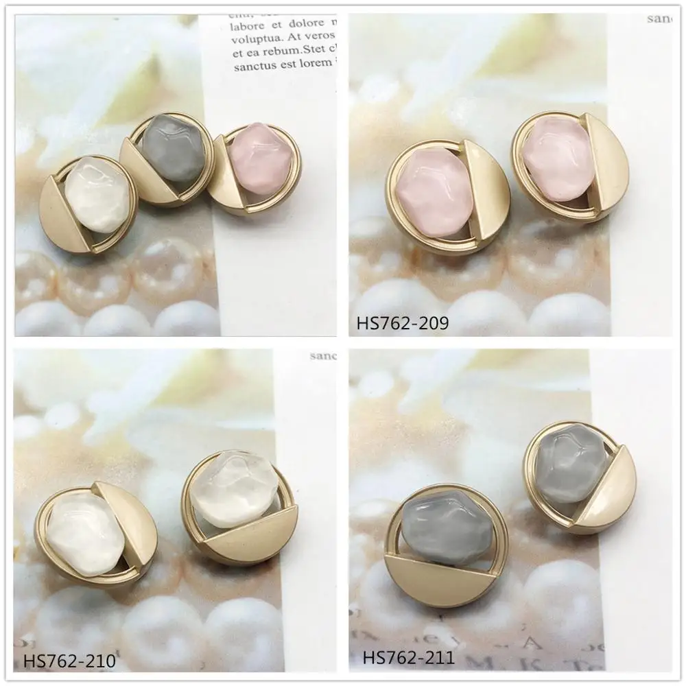 2 Pcs／lot Color Wave Stone Metal Buttons20MM Diy Sweater Coat Alloy Hand-sewn Decorative Buttons Clothing Accessories HS201011-3