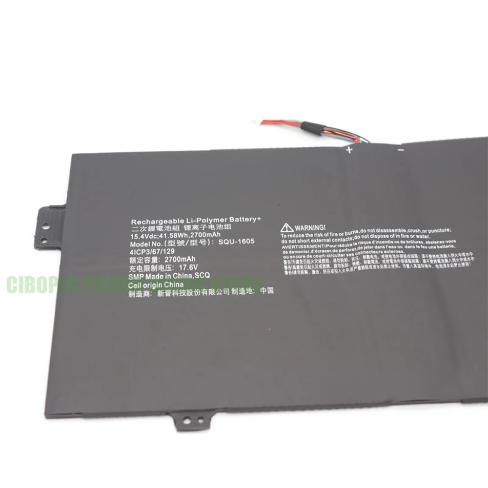 CP Laptop Battery SQU-1605 15.4V/41.58WH/2700mAh For Swift 7 S7-371 SF713-51 For Spin 7 SP714-51 41CP3/67/129 Series Notebook