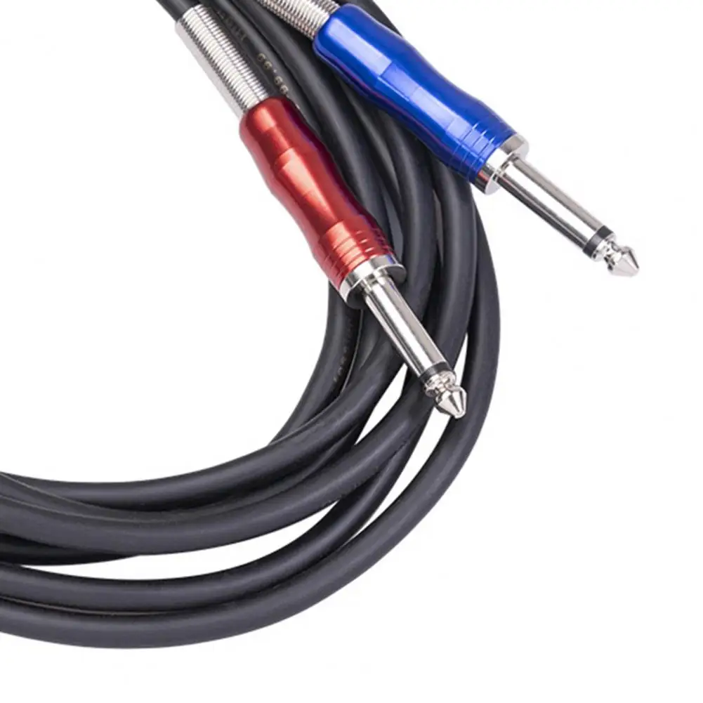 오디오 케이블 안정적인 전송 간섭 방지 양방향 6.35mm 남성-스피커 용 듀얼 단일 트랙 오디오 와이어