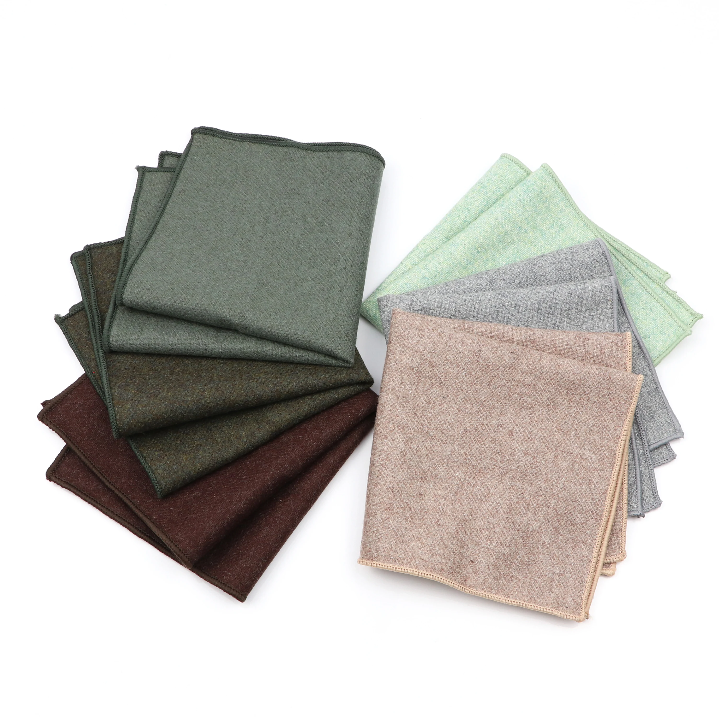 موضة صوف رجالي ملابس رسمية جيب مربع رجل زفاف لون سادة مخطط منديل لون داكن