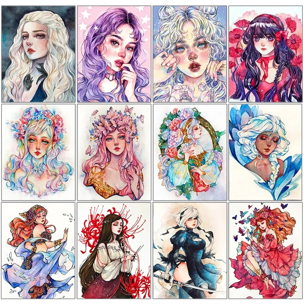 

5D DIY Diamond Painting Illustration Flower Girl Portrait Brand New Inlaid Square/Round Diamond Mosaic Decorative Painting