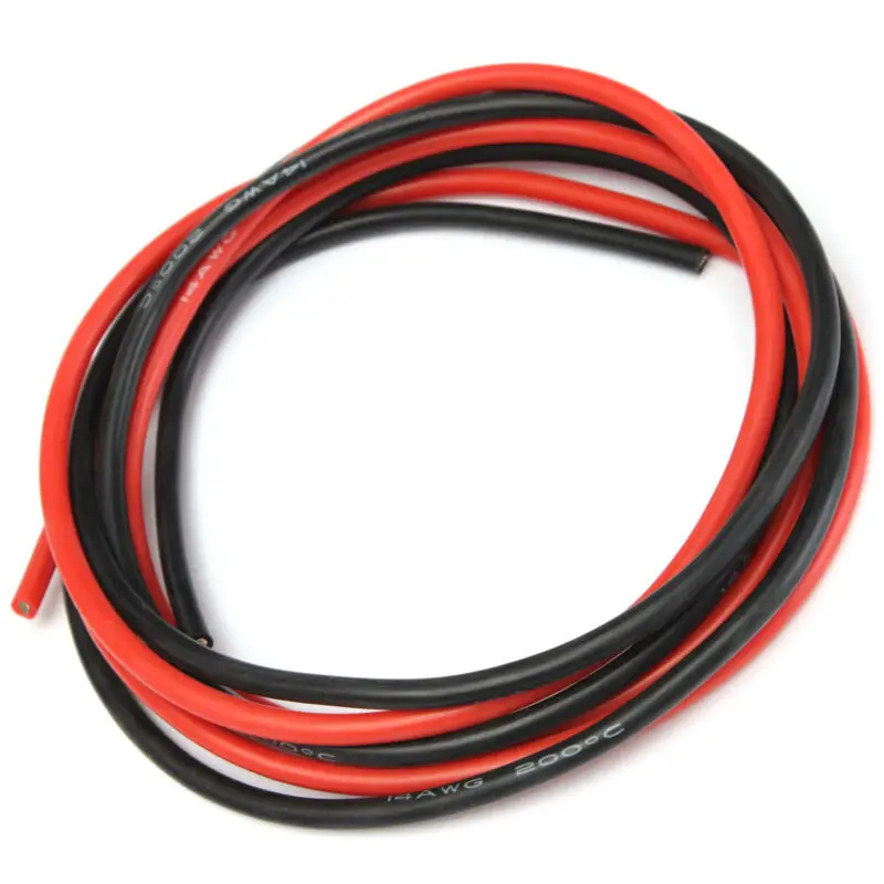 

1meter Black +1meter Red Silicon Wire 12AWG 14AWG 16AWG 22AWG 24AWG Heatproof Soft Silicone Silica Gel Wire Cable