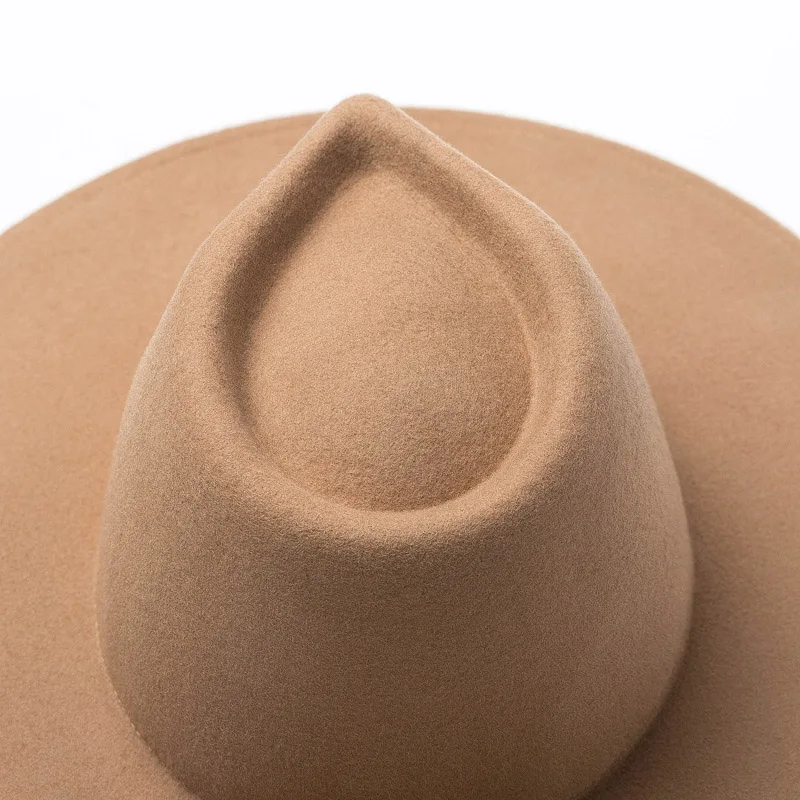 Classical Wide Brim Porkpie Fedora Hat Camel Black 100% Wool Hats Men Women Crushable Winter Hat Derby Wedding Church Jazz Hats