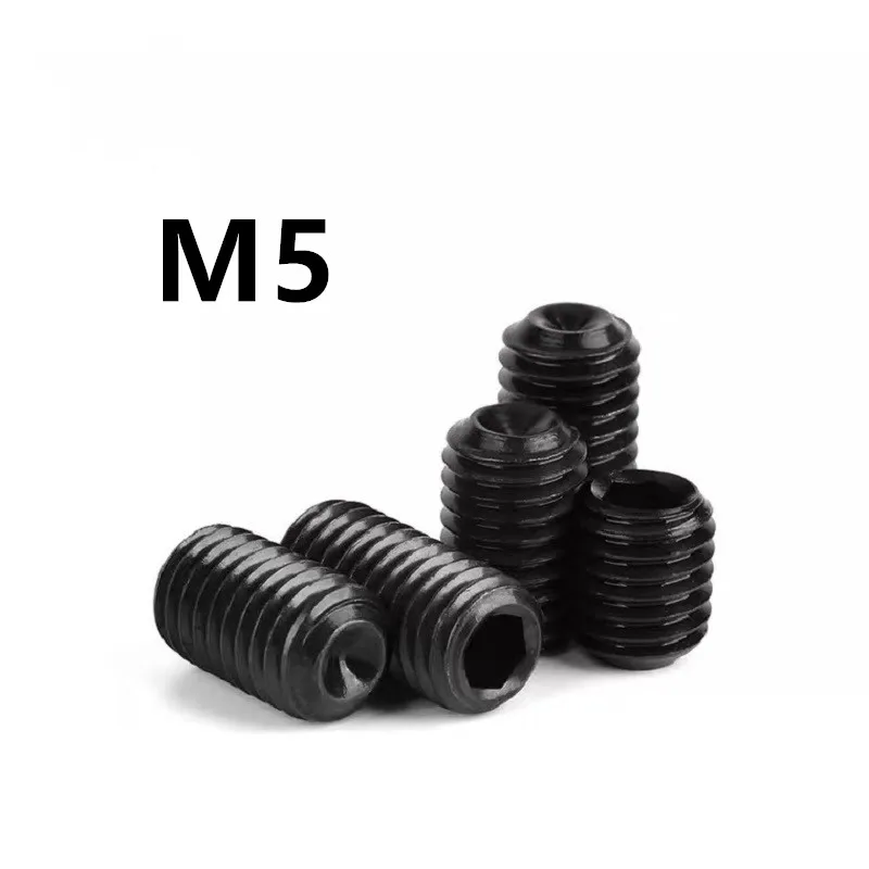 1000/500/100PCS GB80 M5x3/4/5/6/8/10/12/14/16/20/25/30/35mm DIN916 Black 304 Stainless steel hex socket set screw with cup point