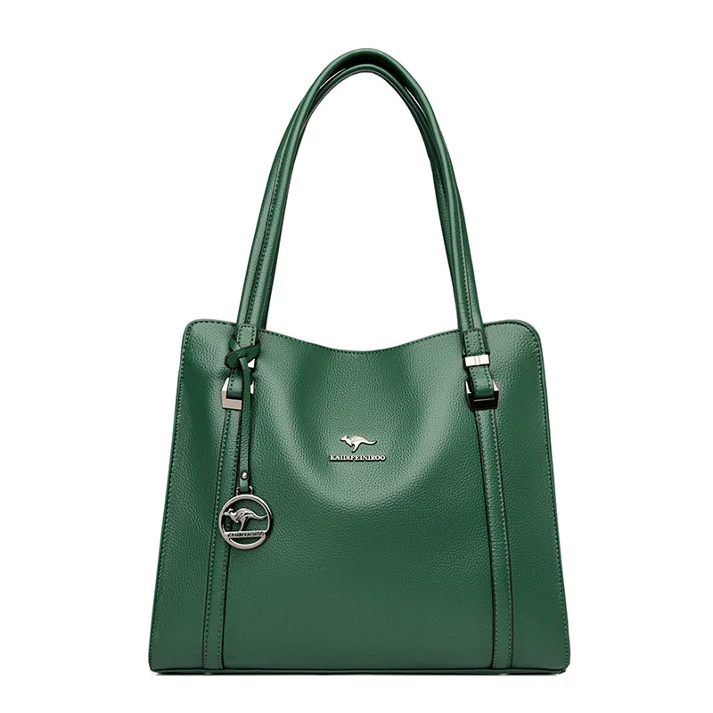 New Luxury Leather Handbag Women Shoulder bag Brand Fashion Green Soft Splilt Leather Large Lady Tote Tassel Women bag Bolsos