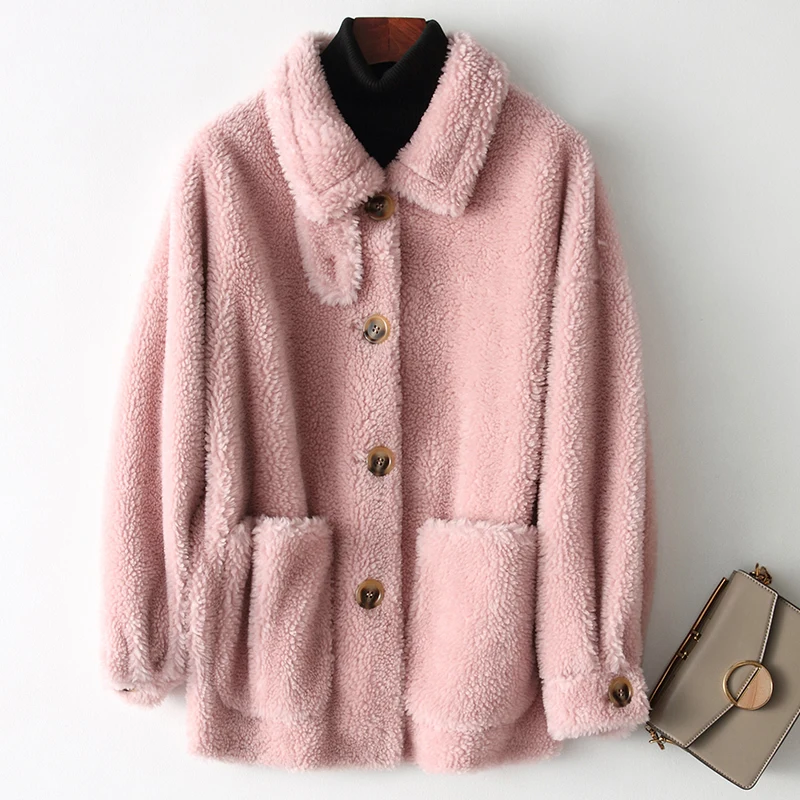 

Real Fur Coat Female Sheep Shearling Fur Korean Jackets 2020 Autumn Winter Jacket Women 300% Wool Coats Abrigo Mujer MY