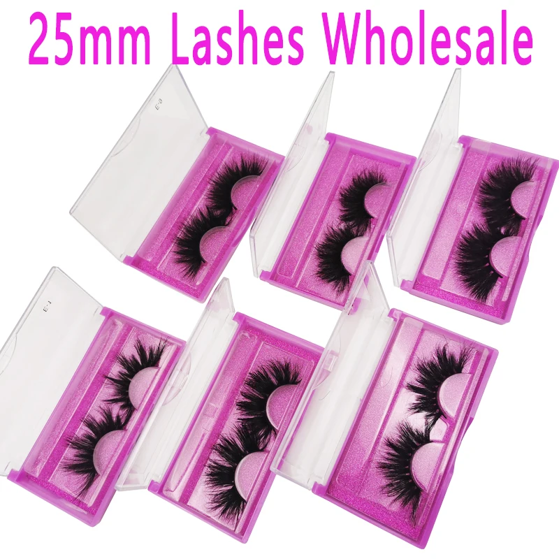 

3D Mink Eyelash Bulk 25mm Eyelash Vendor Dramatic Long Lashes Eyelash Packaging Box Soft Curly Wholease 5D Mink Eyelashes