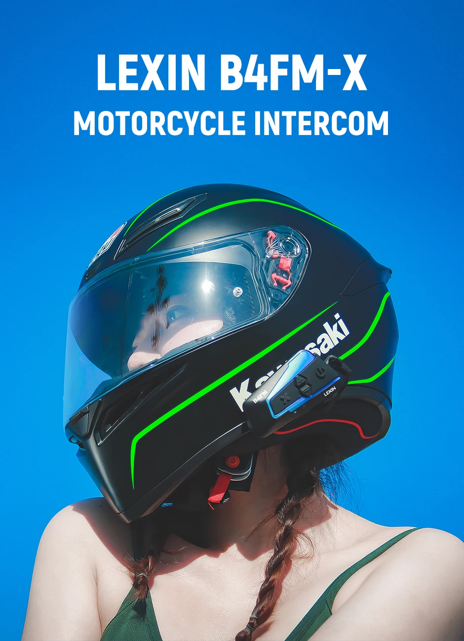 LX-B4FM-X for 10 Riders Intercom Motorcycle Bluetooth Helmet Headsets BT Moto with FM Radio