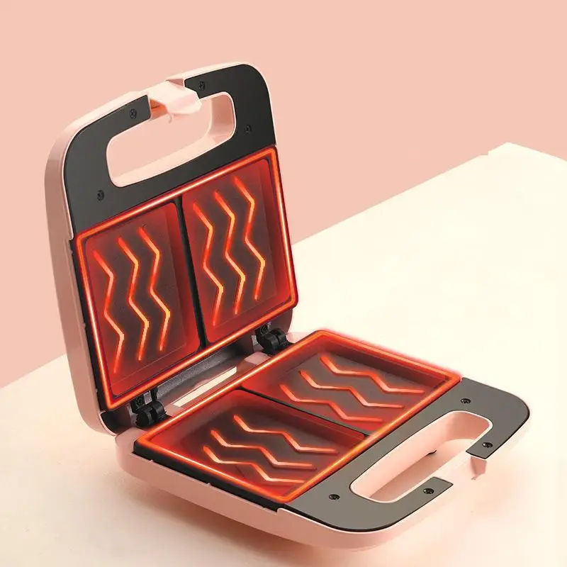 Eu Plug Elektrische Broodrooster Dubbele Verwarming Sandwich Maker Tijd Ontbijt Broodrooster Multifunctionele Pannenkoek Wafel Bakken 93990