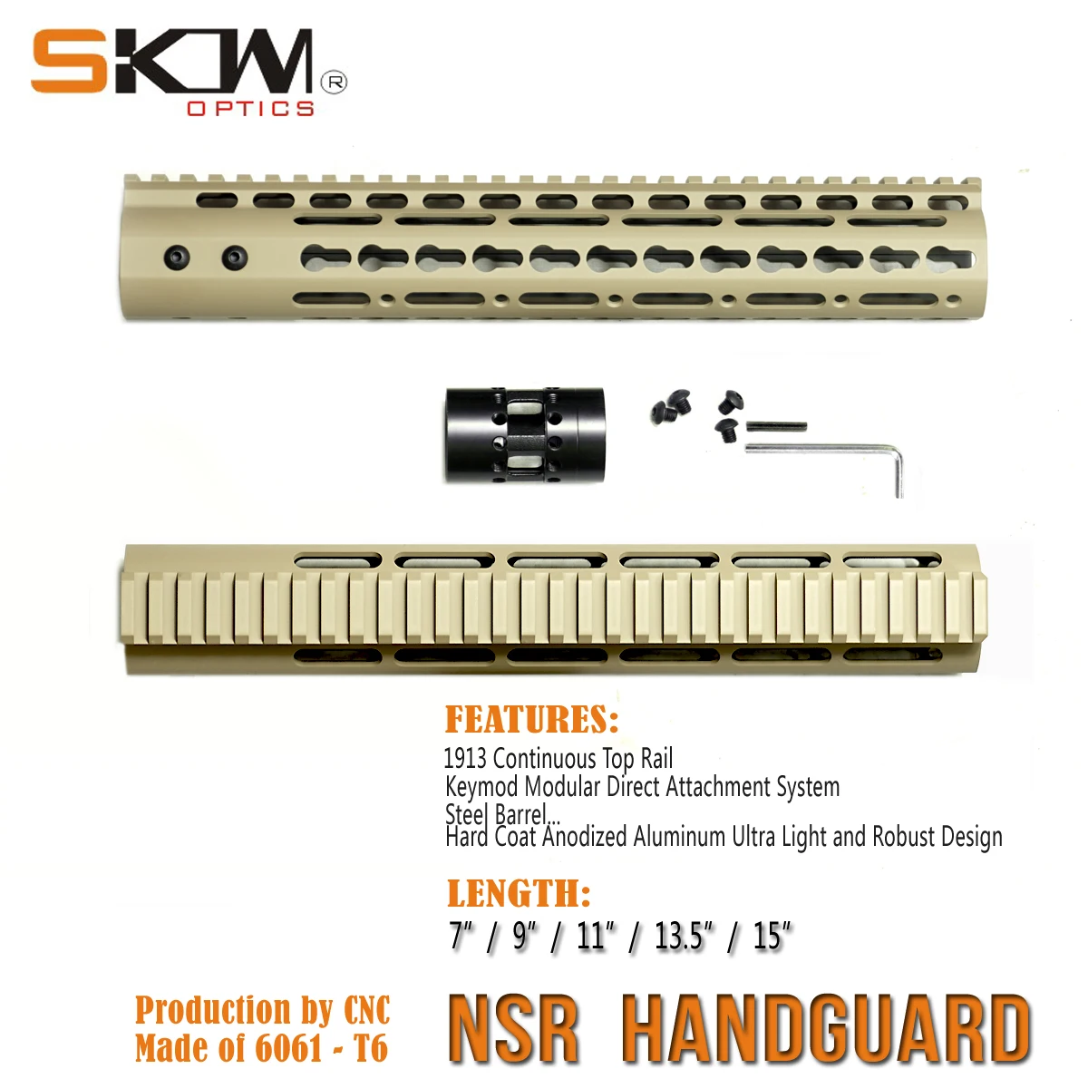 SKWGEAR Keymod M-LOK AR15 protector de mano flotante Picatinny - imagen 3